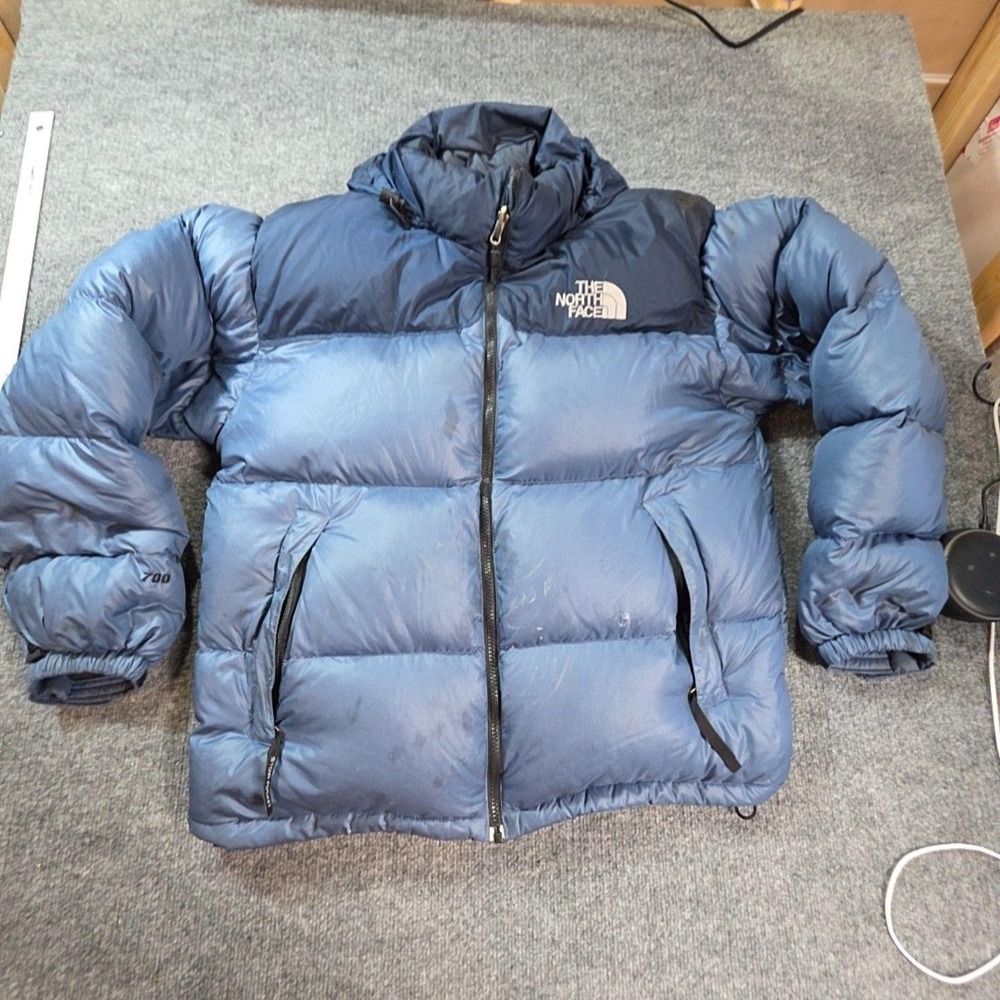 The North Face Nuptse Jacket Mens Large Blue 700 Down Puffer Full Zip Outdoor